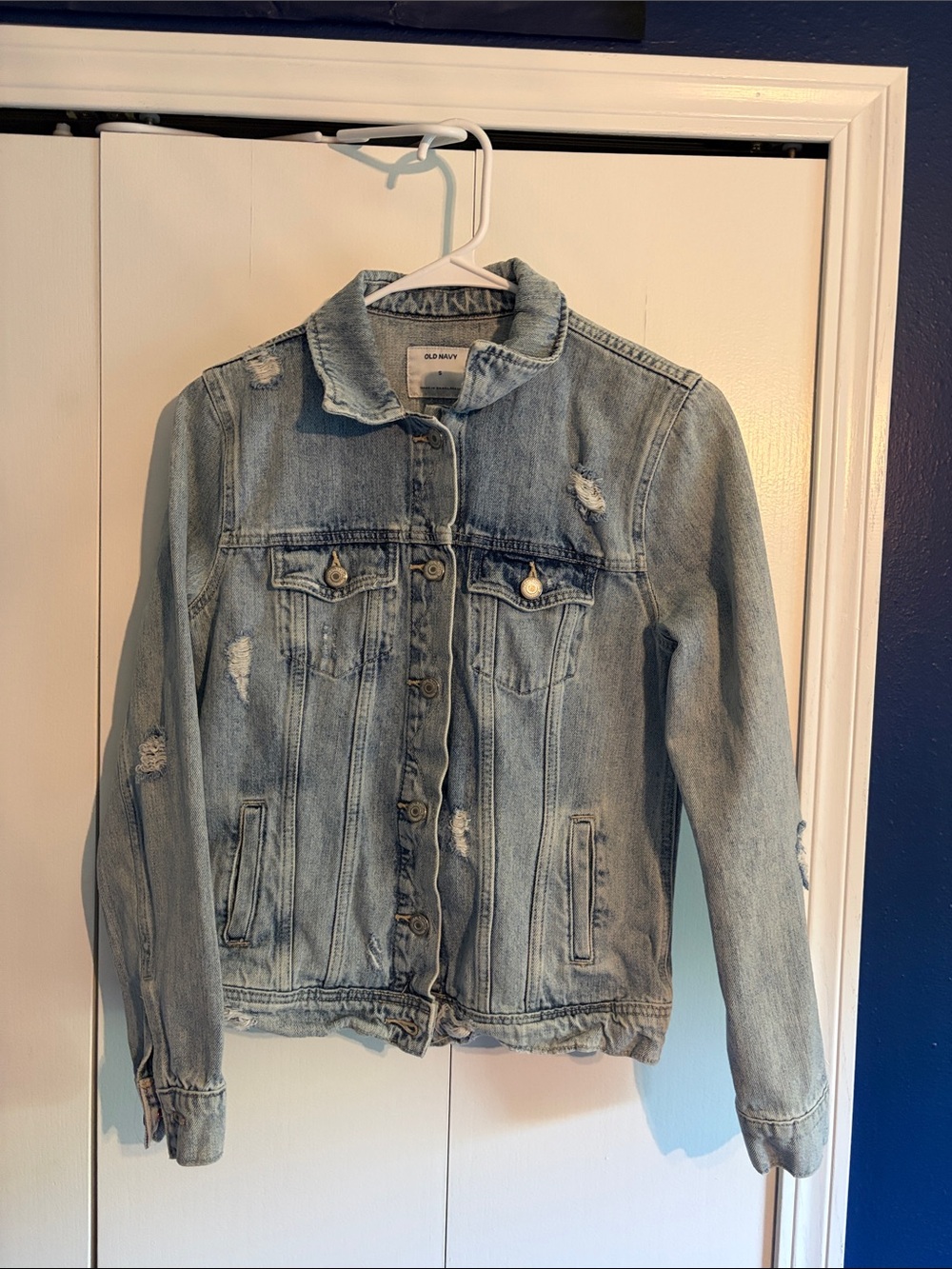 Old Navy Light Blue Distressed Denim Jacket